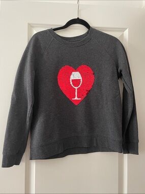 Sequin wine/coffee sweatshirt (embellishment is reversible)